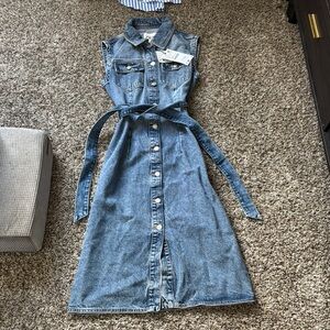 Zara Blue Sheath Midi Dress Sleeveless Collar